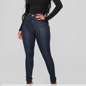 Classic High Waist Dark Denim Skinny Jeans